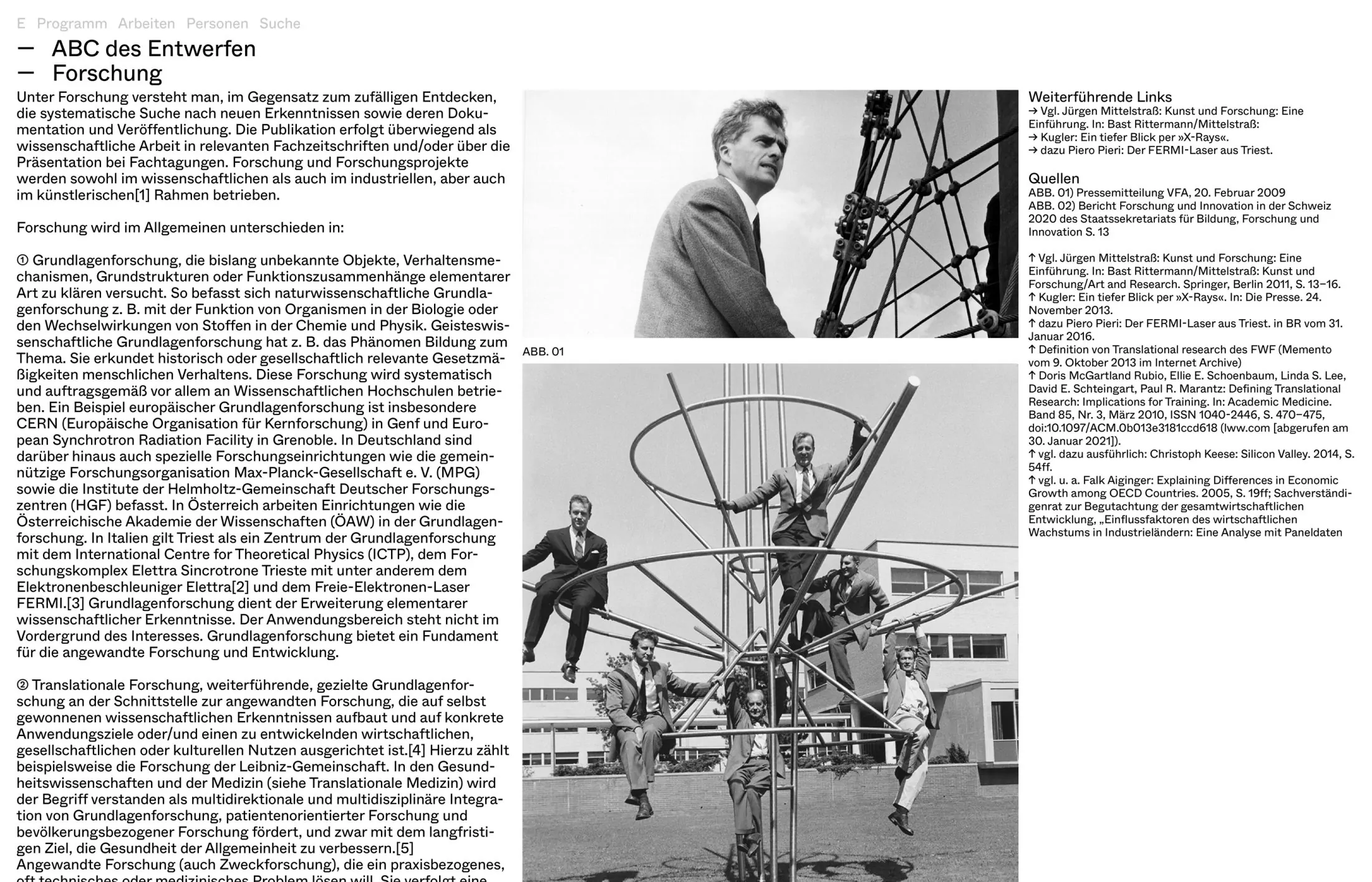 Website for Entwerfen und Gebäudelehre