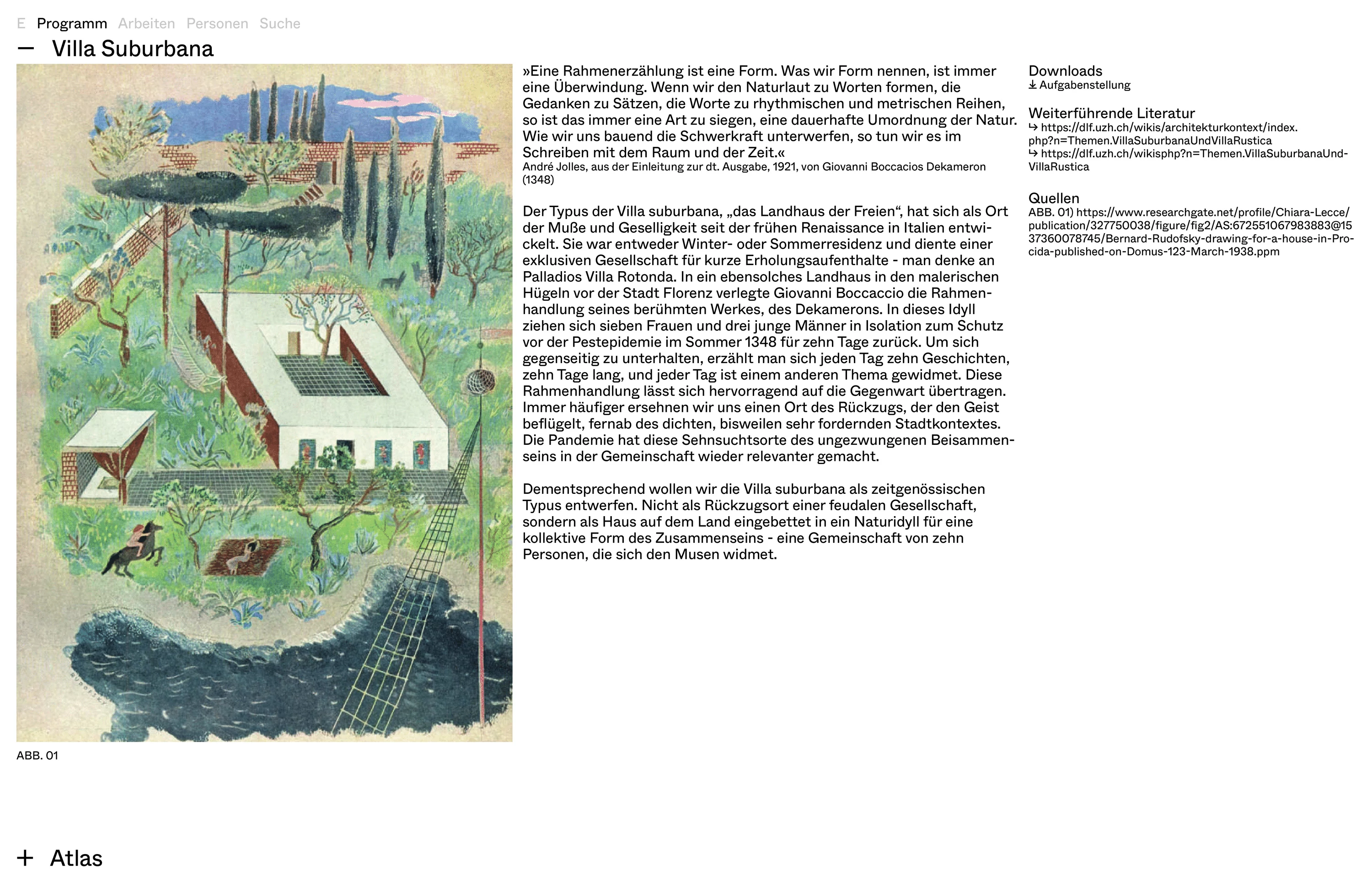 Website for Entwerfen und Gebäudelehre