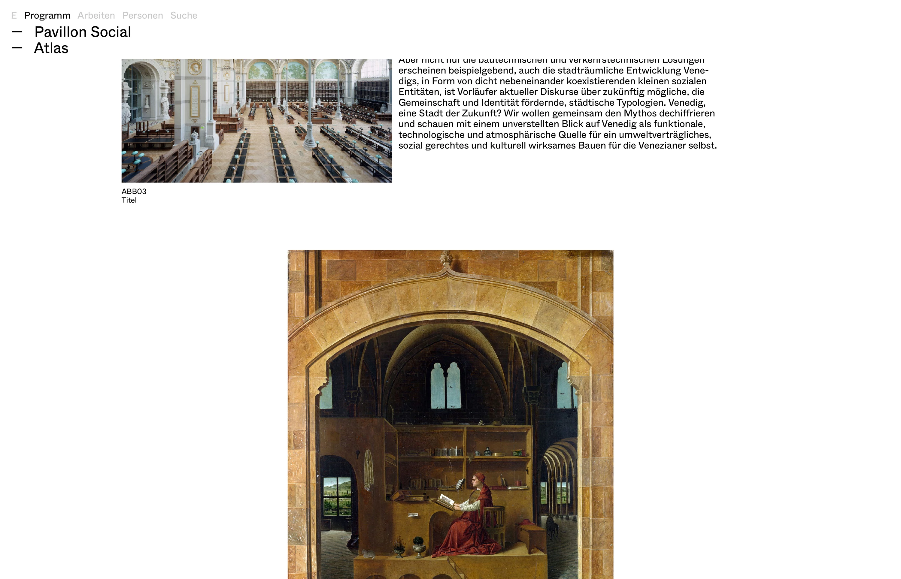 Website for Entwerfen und Gebäudelehre