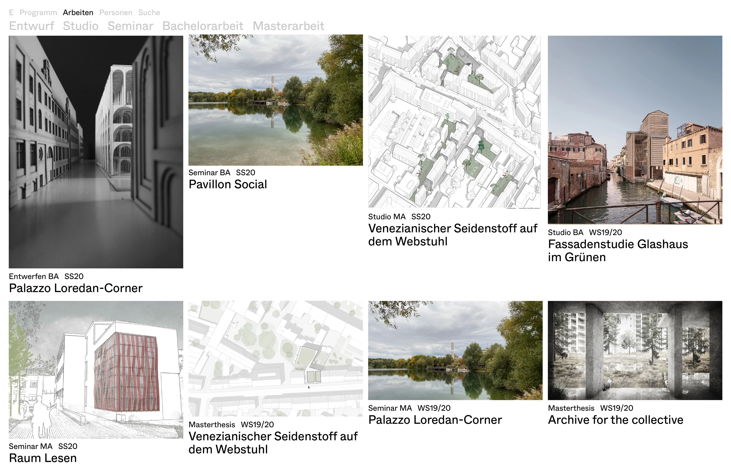 Website for Entwerfen und Gebäudelehre