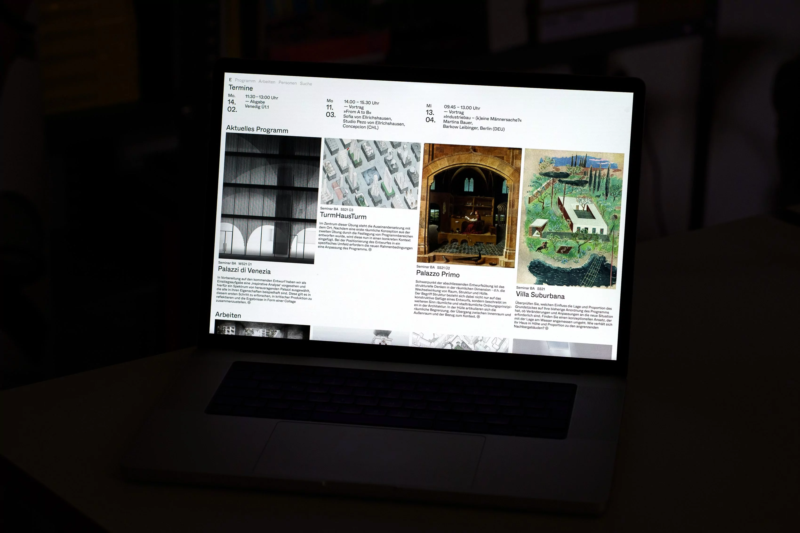 Website for Entwerfen und Gebäudelehre
