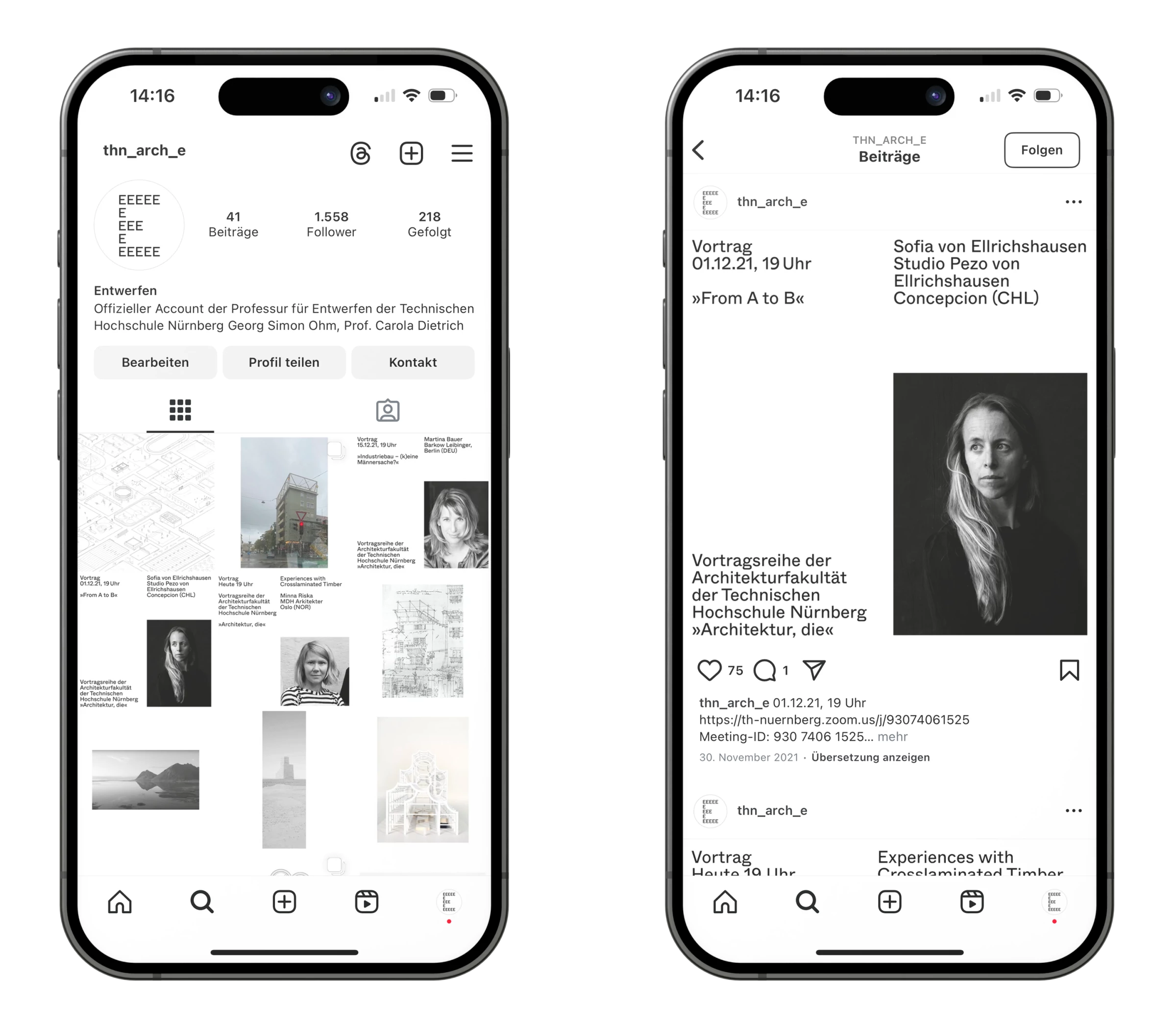 Instagram Entwerfen und Gebäudelehre